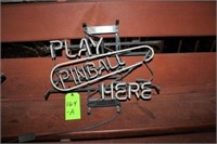 "Play Pinball Here" Fluorescent Sign