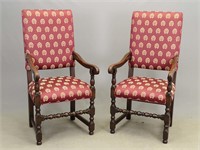 Pair of William & Mary Style Upholstered Chairs