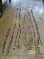 LOT, 7 ASST 10' - 14' CHAINS & 2 TIRE CHAINS