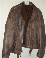 Ladies Size M Leather Fringed Distressed Jacket