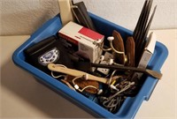 Blue Bin w/ Tools, Misc House Items