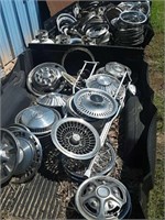 Large lot of antique metal hub caps