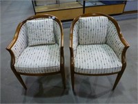 2 Side Chairs Upholstered - with Wooden Legs /