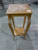 Square Pedestal Table with Shelf 11.5" Sq x 28"H