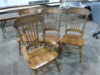 4 Double Press Back Chairs - 1 Arm Chair