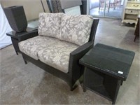 Outdoor Love Seat / 2 Side Tables / Planter