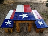 60" x30"   Hand made Texas Flag Pic nic table