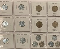 Assorted Steel War Pennys and V-Nickels
