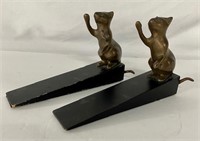 Pair of S P I Bronze/ Brass? Cat Bookends