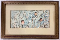 Small Velda Morby Watercolor "Three Robins"
