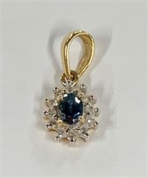 14k Diamond and Sapphire Pendant