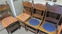 4 ANTIQUE PRESSED BACK CHAIRS W/SPINDLE BACK