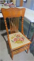 PRESSED BACK NEEDLEPOINT SEAT CHAIR