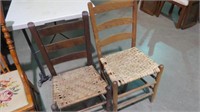 2 ANTIQUE LADDER BACK CHAIRS