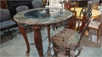 GLASS TOP BISTRO TABLE WITH 2 SWIVEL CHAIRS