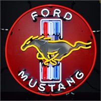 Mustang neon sign w/ backing
