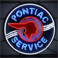 Pontiac Service neon sign w/ backing