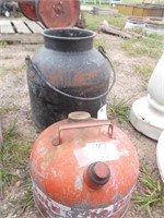2 Gal. Metal Gas Can, Floor Milker Bucket