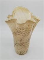 Art Glass Vase w Brown Marble Toned Design 13.75"