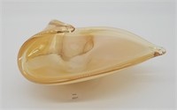 Art Glass Trinket Dish Orchid Leaf Design Dish