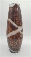 Cased Art Glass Tall Vase 19.75" Tall Brown Speck