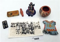 Native American Figure, Pot & Stamp+