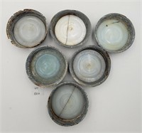 Antique Canning Jar Lids w Milk Glass Inserts Some