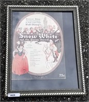 Framed Snow White Sheet Music Book