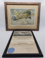 Naval Air Training Base Certificate 1946 & Plane P