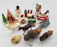 Celluloid Animals, Vintage Plastic Christmas House