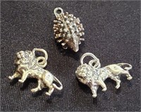 Silver Charms - Lions & Hedgehog