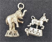 Silver Charms - Circus Elephant, Donkey