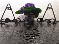 Artificial purple flower, Leaf bookends