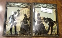 Two Victorian Silhouette Pictures W/ Bubble Glass