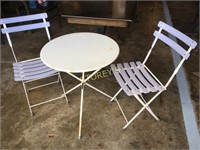 2' White Folding Patio Table w/ 2 Folding Chairs