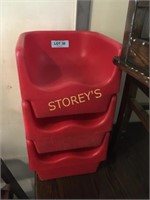 3 Red booster Seats