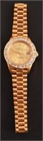 Ladies Gold Rolex With Diamond Bezel Watch In Box