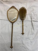 Antique Mirror & Brush Set
