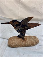 Metal Bird With Stone Base
