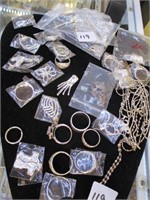 Tray of asst silver jewellery