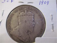 1909 NFLD half dollar coin