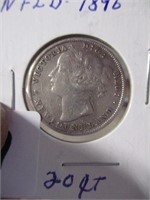 1896 NFLD 20 cent piece