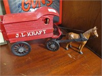 J.L. Kraft cast iron horse & wagon