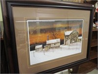 Winter farm scene print