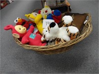 Basket with stuffed animals