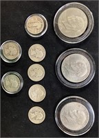3 Eisenhower $1 Coins & 7 Silver Quarters