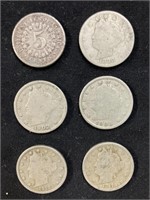 6 Nickels, 1866-1911
