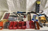Assortment of Tools, Milwaukee bits, Sockets, ETC.