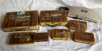 8 assorted fishing boxes with contents