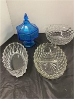 Glassware-serving bowls, blue candy dish